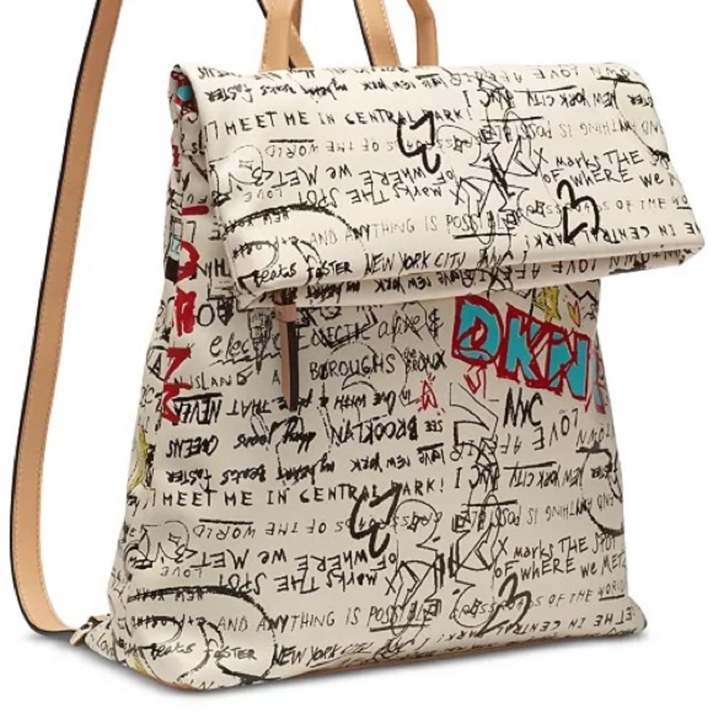DKNY graffiti fold over backpack
